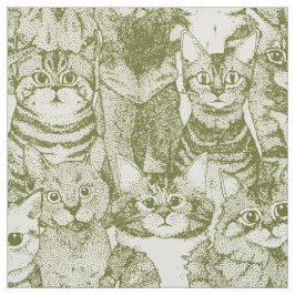 Tecido apenas gatinhos verdes