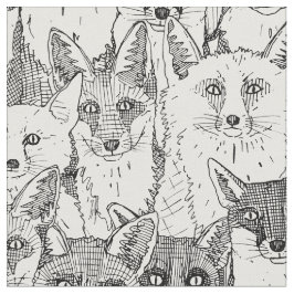 Tecido apenas raposas brancas pretas