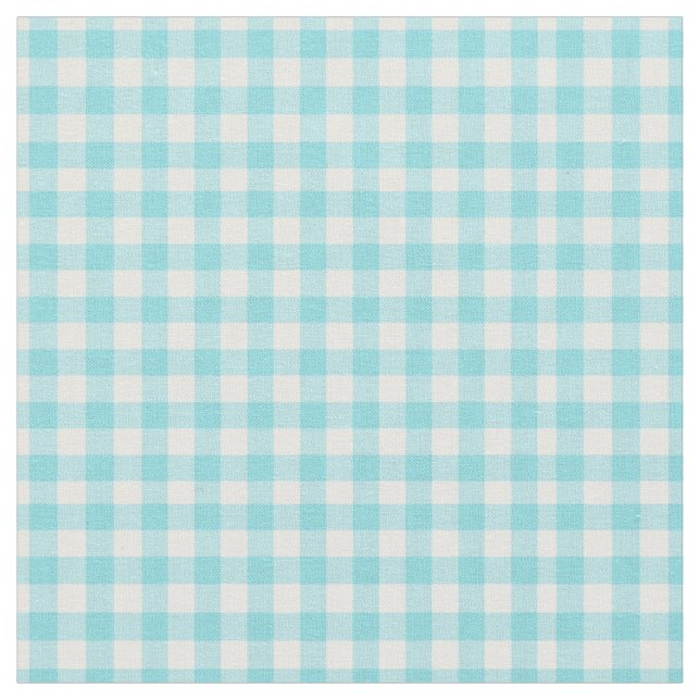 Tecido Aqua Baby Blue e White Gingham para latas doméstic (Detalhe)