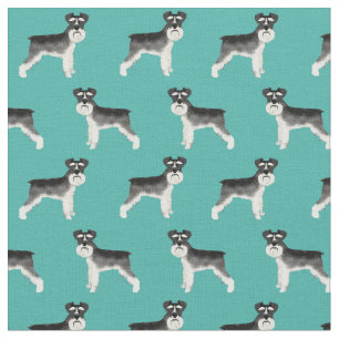 Tecido aqua branco e preto de cão schnauzer