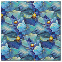 Aqua Floral de Cores Aquáticas e Blues, pintados à
