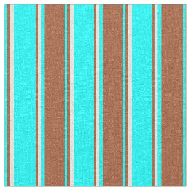 Tecido Aqua, Sienna e Beige Lined Pattern (Detalhe)