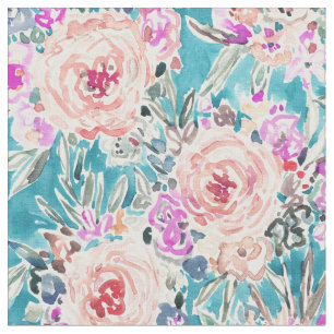 Tecido Aqua tropical das MANEIRAS de WAHINE floral