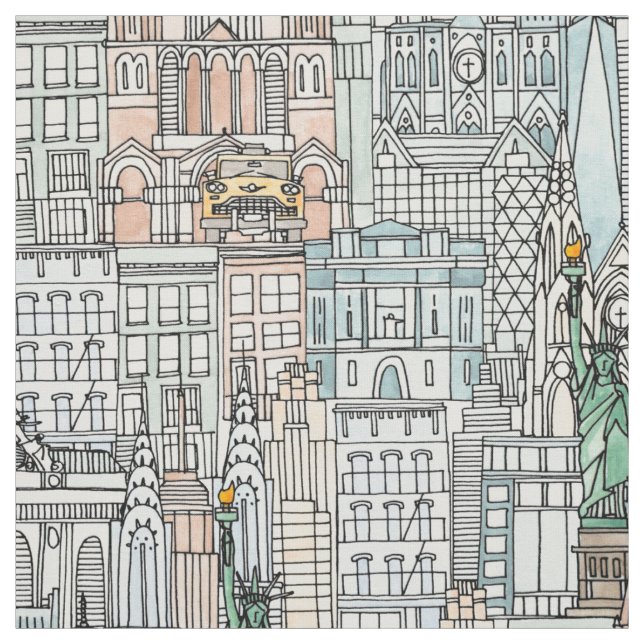 Tecido Aquarela de Nova York (Modelo)