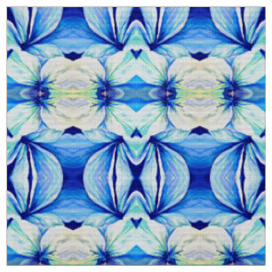 Tecido Aquarela Pétalas Florais Azul Persa
