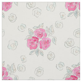 Tecido Aquarela. Rosas rosa.