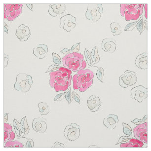 Tecido Aquarela. Rosas rosa.