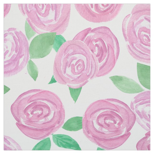 Tecido Aquarela. Rosas rosadas (Modelo)