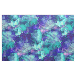 Tecido aquarelas de fantasia, em tons azuis frios :