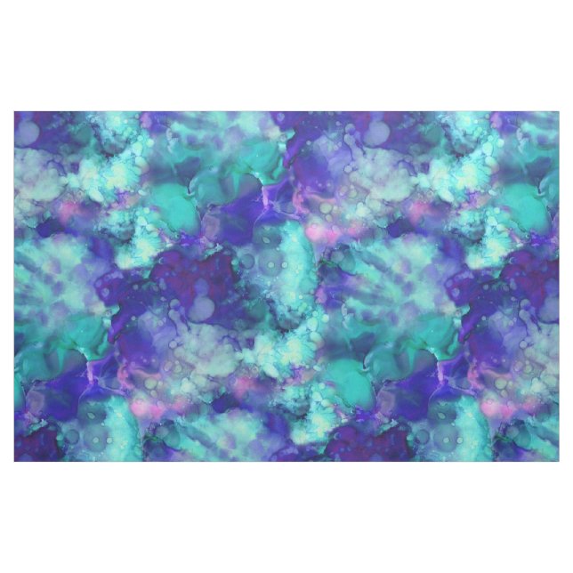 Tecido aquarelas de fantasia, em tons azuis frios : (Jarda)