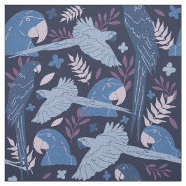 Tecido Ara Parrot Blue Blush Pink Padrão Tropical
