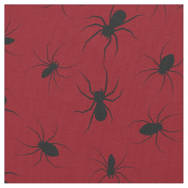 Tecido Aranhas Gótica Halloween Preto Profundo Vermelho (Detalhe)