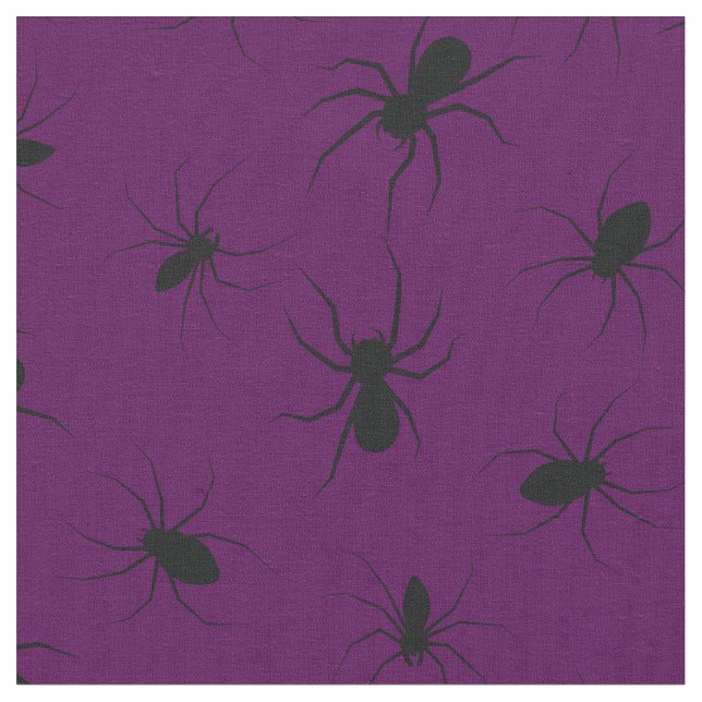 Tecido Aranhas Góticas Halloween Preto Profundo Roxo (Detalhe)