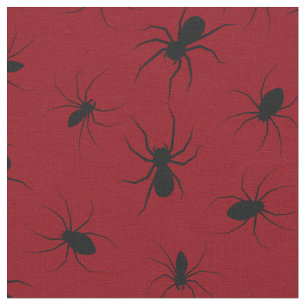 Tecido Aranhas Gótico Halloween Preto Vermelho Profundo
