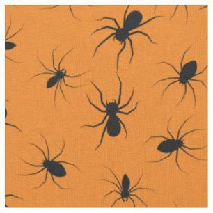 Tecido Aranhas - Laranja Preto do Halloween Gótico