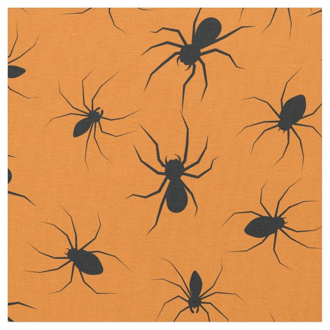 Tecido Aranhas - Laranja Preto do Halloween Gótico (Detalhe)