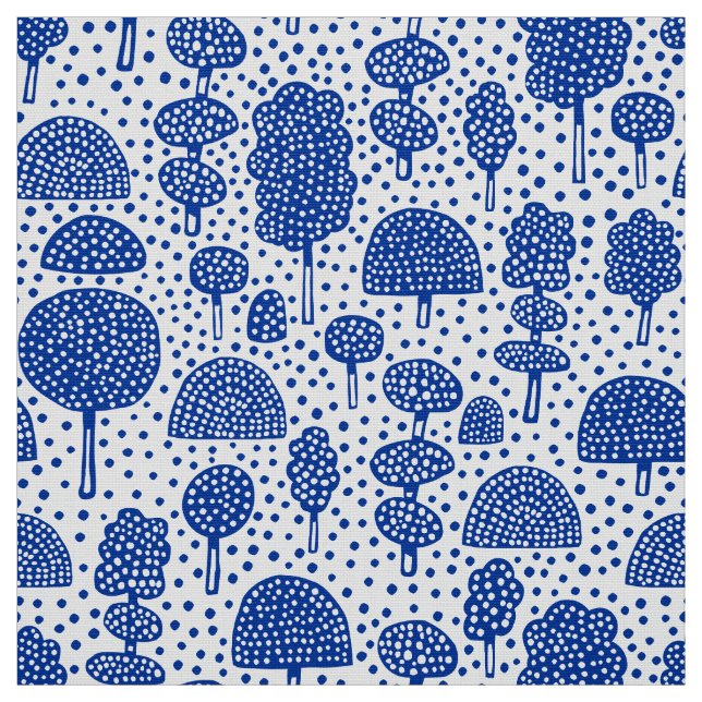 Tecido Arboretum 230715 - Azul Marinho sobre Branco (Modelo)