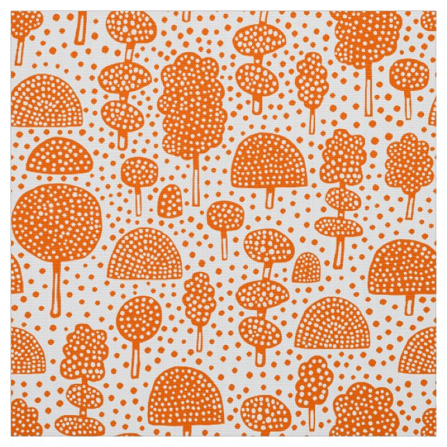 Tecido Arboretum 230715 - Laranja em Branco (Modelo)