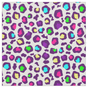 Tecido arco-íris branco estampa de leopardo roxo animal