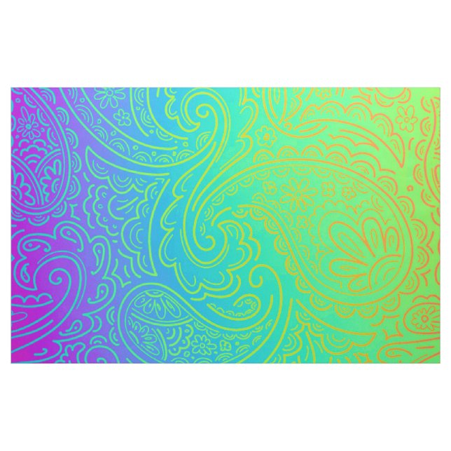 Tecido Arco-íris de néon psicadélico Paisley (Fat Quarter)