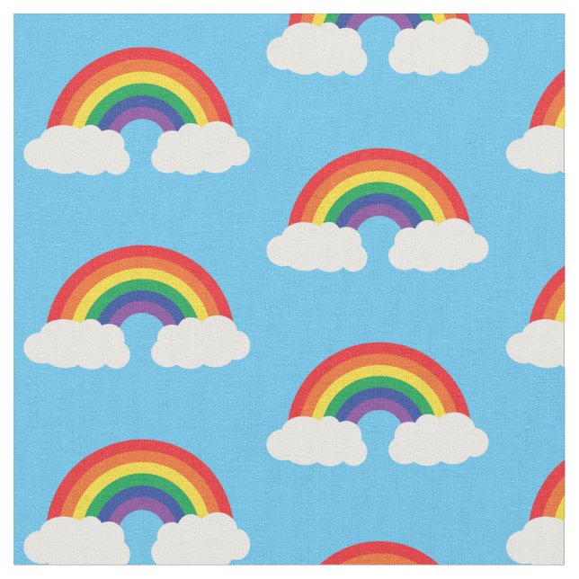 Tecido Arco-íris e Nuvem em Crianças Azuis Cute (Detalhe)