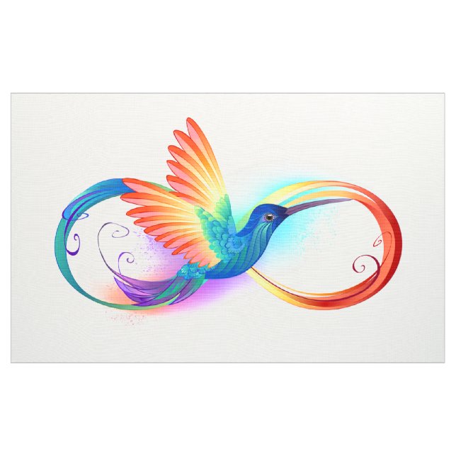 Tecido Arco-íris Hummingbird com símbolo Infinito (Jarda)