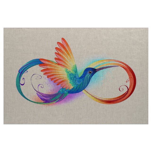 Tecido Arco-íris Hummingbird com símbolo Infinito (Jarda)