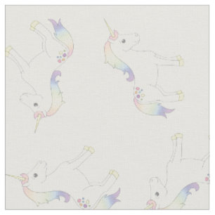 Tecido Arco-íris Pastel Unicórnio Branco