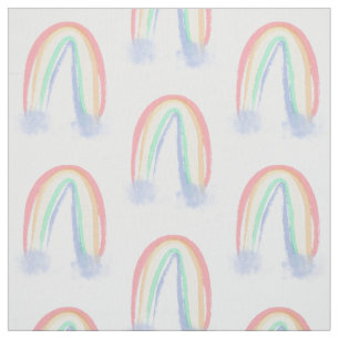 Tecido arco-íris pintado com aquarela pastel