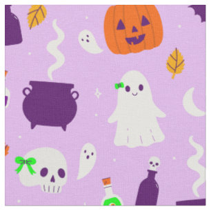 Tecido arco roxo fofo de halloween caveira fantasma 