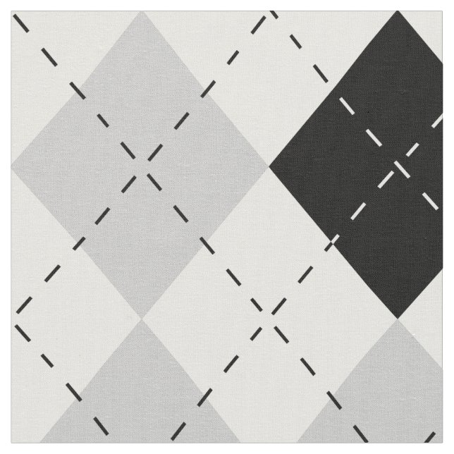 Tecido Argyle branco e cinzento preto (Detalhe)