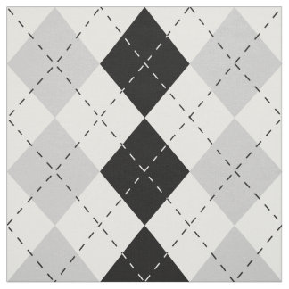 Tecido Argyle branco e cinzento preto