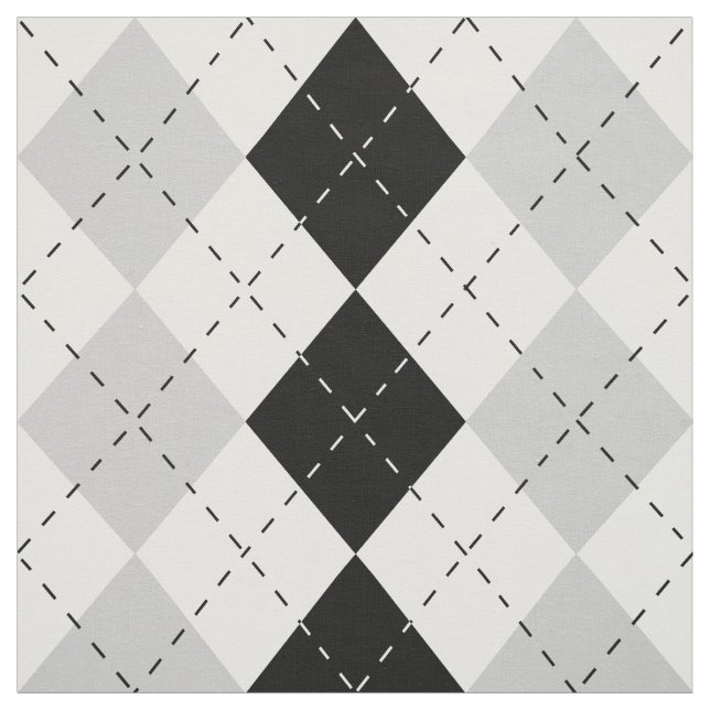 Tecido Argyle branco e cinzento preto (Modelo)