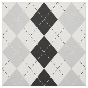 Tecido Argyle branco e cinzento preto
