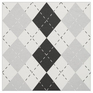 Tecido Argyle branco e cinzento preto