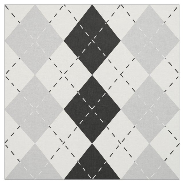Tecido Argyle branco e cinzento preto (Modelo)