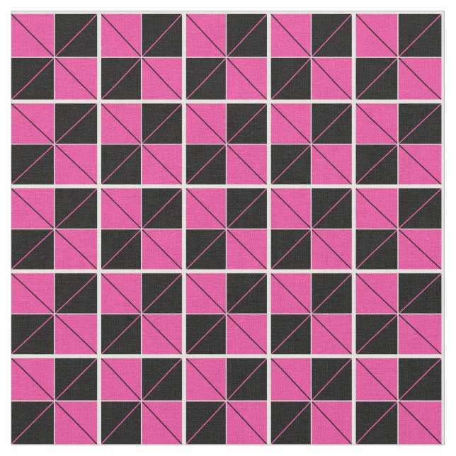 Tecido Argyle verifica rosa e preto (Detalhe)