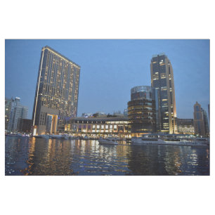 Tecido Arranha-céus de hora azul em Dubai Marina