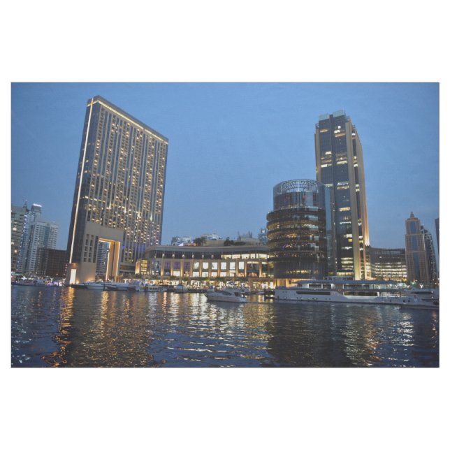 Tecido Arranha-céus de hora azul em Dubai Marina (Jarda)