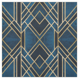 Tecido - Art Deco Blue & Dourado Espelhado