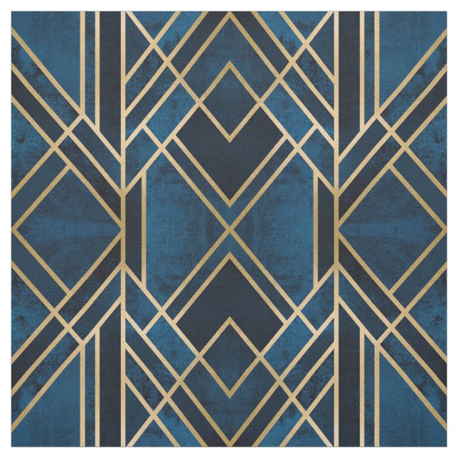 Tecido - Art Deco Blue & Dourado Espelhado (Modelo)