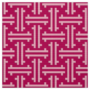 Tecido Art Deco Chinês Fret, Fuchsia Rosa