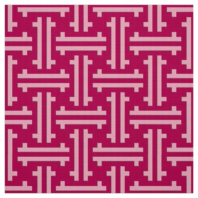Tecido Art Deco Chinês Fret, Fuchsia Rosa (Modelo)
