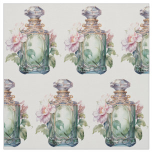 Tecido Art Deco Opulence Frasco de perfume Verde