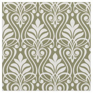 Tecido Art Deco Pattern 01 - Branco sobre Verde