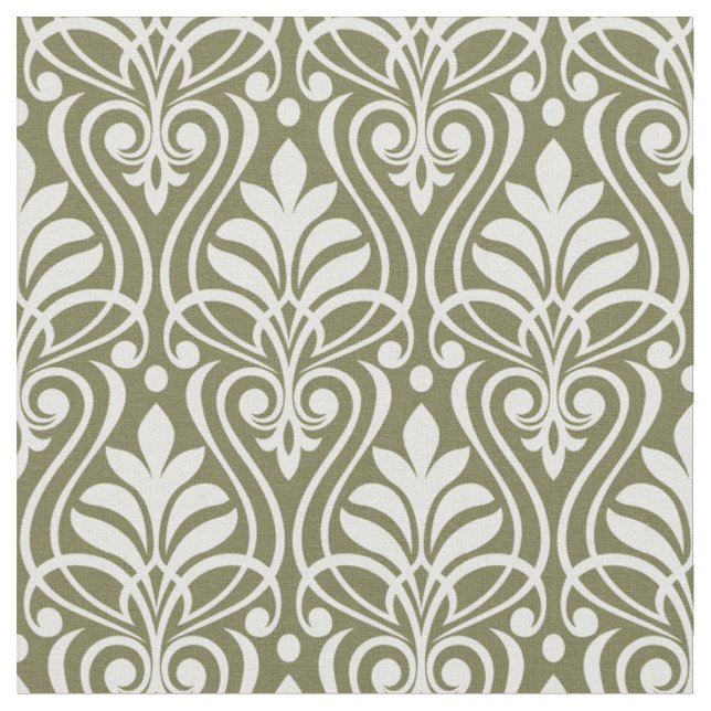 Tecido Art Deco Pattern 01 - Branco sobre Verde (Detalhe)