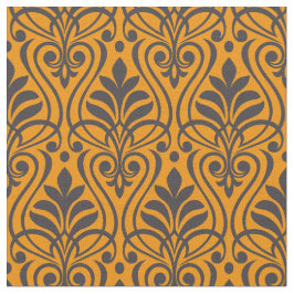 Tecido Art Deco Pattern 01 - Deco Black on Vivid Gamboge