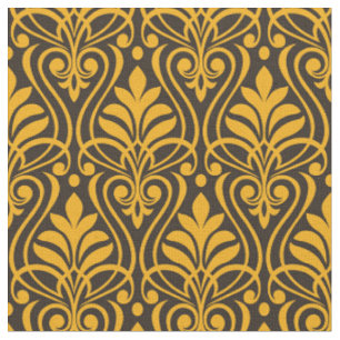Tecido Art Deco Pattern 01 - Gamboge vívido sobre Deco Bl