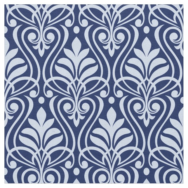 Tecido Art Deco Pattern 01 - Lavanda Azul no Azul Escuro (Detalhe)