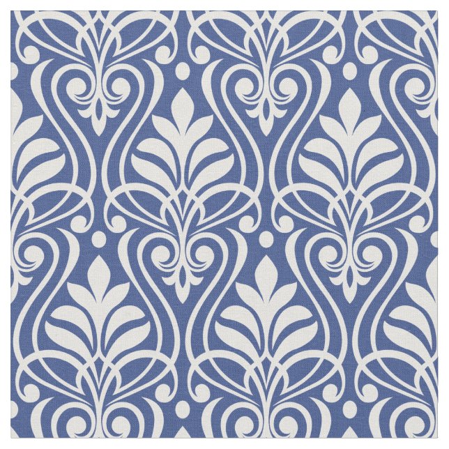 Tecido Art Deco Pattern 01 - Rosas claro no Azul Prussian (Detalhe)